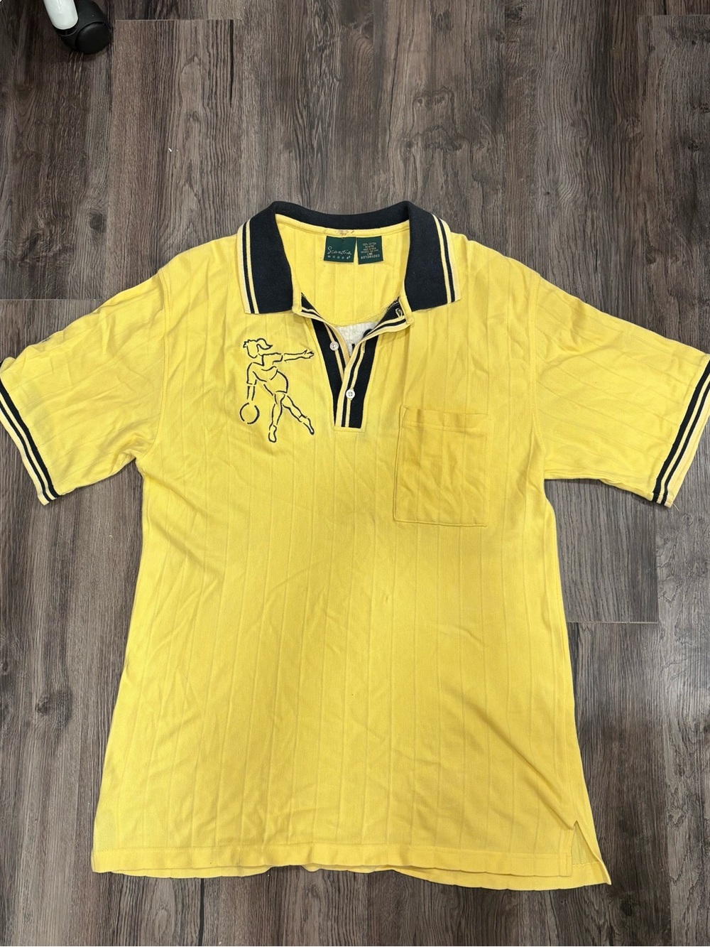 Yellow Polo Shirt with Navy Trim - Classic Casual